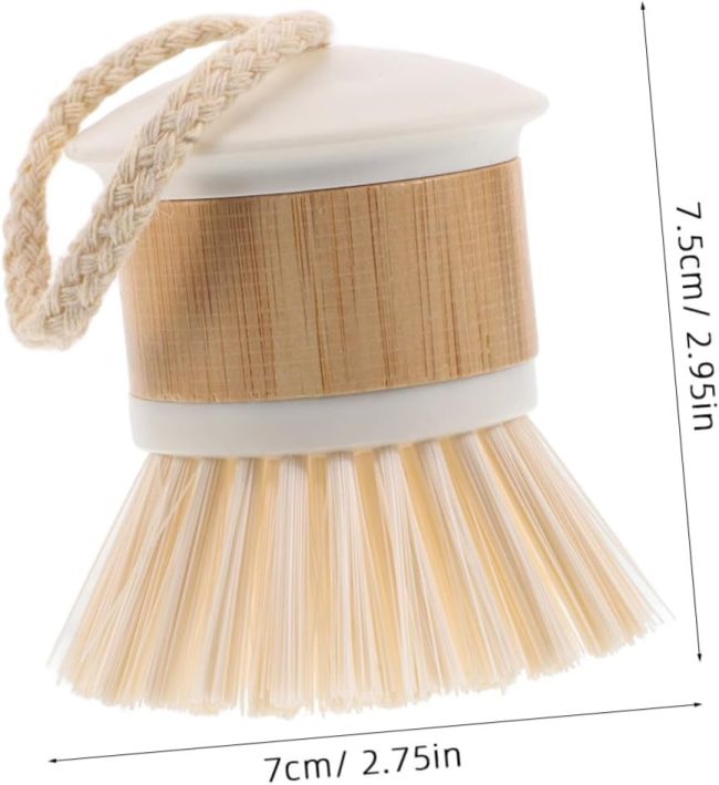 Dish Scrubber Brush with Rope for Easy Storage Pot and Pan Cleaning Tool Versatile Kitchen Scrubber for Dishes and Household Items Natural Palm Pot Brush - Image 2