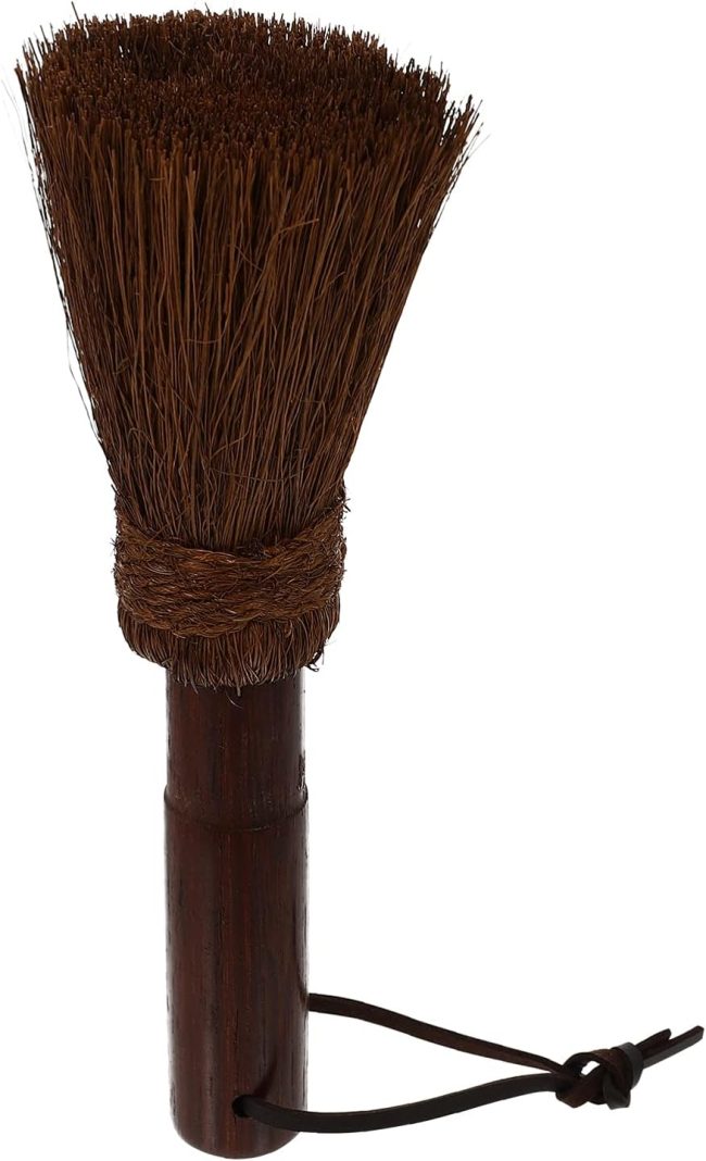 1pc Multipurpose Palm Brush for Pot and Pan Cleaning Lightweight Scrub Brush for Kitchen Sink Handle Natural Palm Bristles Light Brown