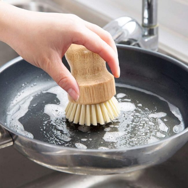 4 Packs Bamboo Palm Scrub Brush Sisal Dish Brush Round Natural Dish Scrubber for Cast Iron Pots, Pans, Kitchen Sink and Vegetable - Image 2