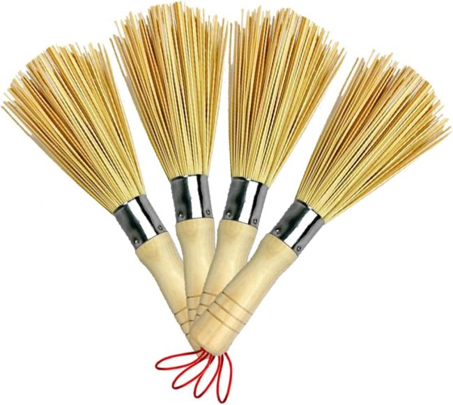 Washing Pot Brush, Pot Brush, Bamboo Pot Brush, Kitchen Pot Brush, Bowl Brush, Household Cleaning Brush, Bamboo Cooking Broom, 25cm Natural Bamboo Brush (4pc).