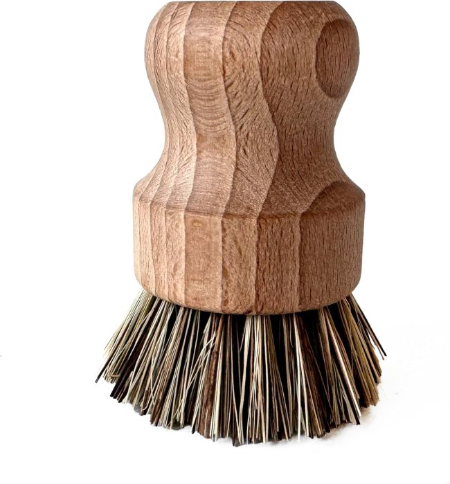 Compostable Pot Scrubber with Ergonomic Handle and Ultra-Strong Mexican Palm Bristles, No Plastic, All-Natural Materials for Cleaning Pots & Pans 3.35 inches
